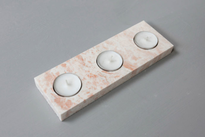 pink candle holder marble